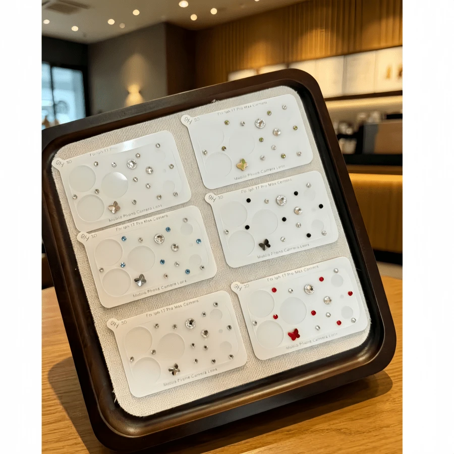 Random Color 2pcs/Pack, Fashionable Phone Stickers, Matte Transparent Lens Film, Rhinestone Decorated Stickers, PET Electrostatic Adsorption No Glue Residue, Ultra-Thin, Camera Hollow Design Does Not Affect Photography, Anti-Scratch Protective Film, Compatible With Iphone 18pro/18 Pro Max/17pro/17pro - Color Mixing - View 1