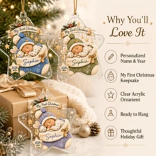 Custom Star Christmas Ornament, Personalized Name Tree Hanging Decor, Festive Holiday Home Party Accent, Customized First Christmas Keepsake, Customizable Xmas Gift For Family, Couples, Friends, New Year Decor, First Christmas Keepsake, Wall Decor - Style a - View 6