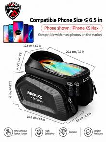 MERXC Brand Large Capacity High Quality Bicycle Front Crossbar/Seat Bag - Adjustable Installation, Suitable For Mountain Bike Handlebars, Black Cycling Gear, Safely Store Phone, Keys, Essentials, Night Riding Applicable, High Visibility Material, Bicycle Accessories - Black - View 3