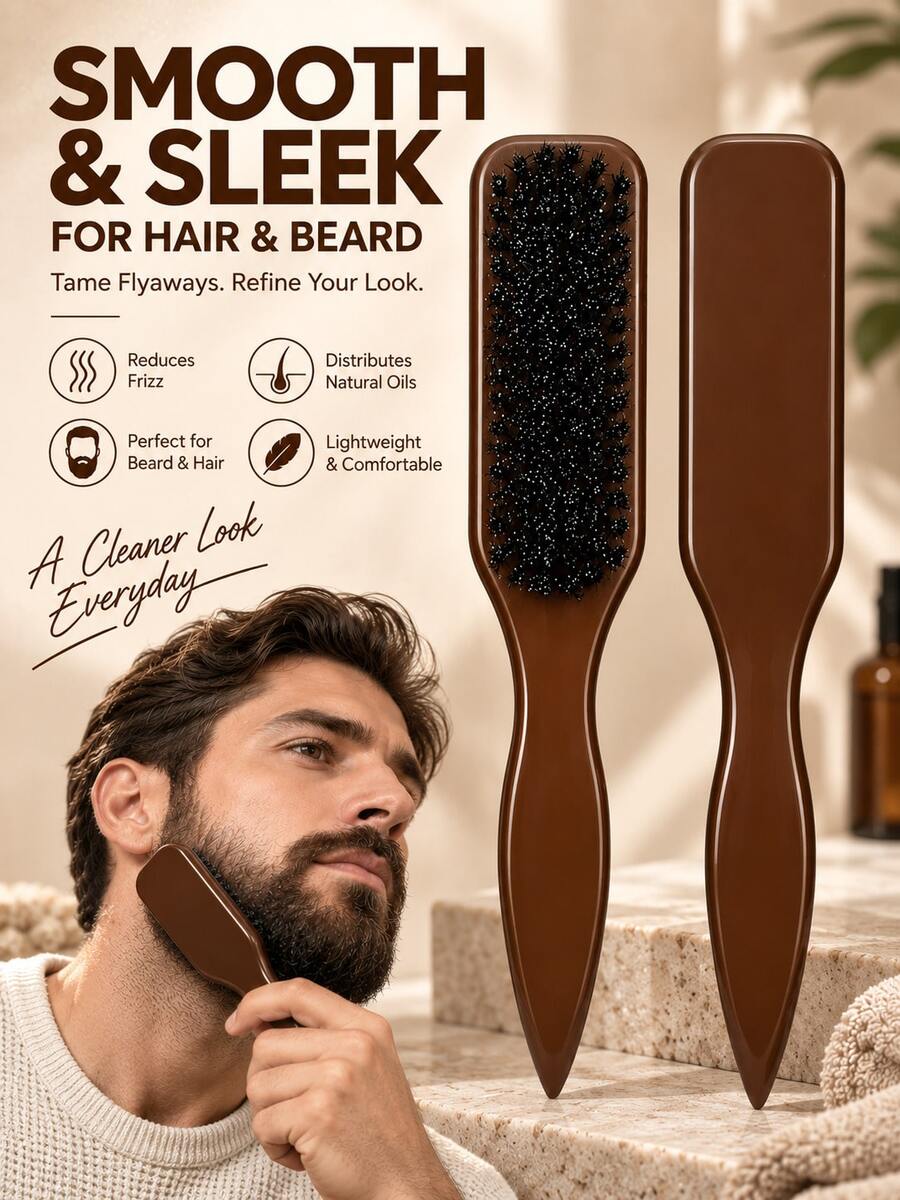 1pc Men's Beard Brush - Can Be Used For Beard Grooming, Combing, Face Massage, Thick Beard, Facial Hair Cleaning, Suitable For Travel - Beard Brush - View 1