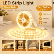 High Brightness LED Light Strip, Flexible LED Light Bar, USB Powered, With Button Switch, TV Background Decoration Light, Warm White/Cool White, Easy Installation, Suitable For TV Background, Bedroom, Living Room, Hallway, Kitchen, DIY Decoration - White - View 21
