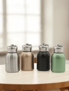 1pc 300ml Water Bottle, Creative Handle Design, Double-Wall Stainless Steel Vacuum Insulated Hot & Cold, Mini Coffee Water Bottle, Suitable For Camping, Party, Home Use, Office, School, Holiday Gift And Birthday Gift - Multicolor - View 6