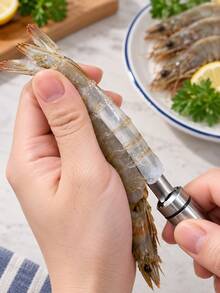 1/2pcs Stainless Steel Shrimp Peeling & Deveining Tool, Shrimp Peeling & Cleaning Utensil, Seafood Processing & Kitchen Use - Multicolor - View 7
