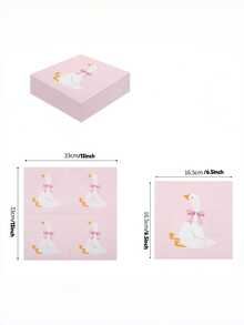 20/40/60pcs Pink Goose & Pink Bow Disposable Paper Napkins, Cute Animal Pattern Lunch Napkins, Suitable For Baby Shower, Girls Birthday Party Table Decor - View 6