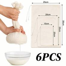 Pack Of 1/4/5/ 10pieces, Multi-Size Cheese Cloth, Reusable, Unbleached Fabric, Ultra-Fine Gauze, For Cooking - Nut Milk Bag Filter - White - View 13