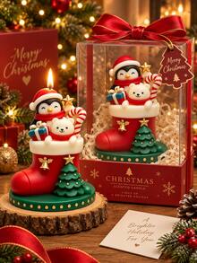 Cetakan Silikon Sepatu Bot Natal, Cetakan Kaos Kaki Dalam Beruang Penguin 3D, Alat Tuang Lilin Aromaterapi Hari Raya, Dekorasi Gips, Hadiah Buatan Tangan Natal - cetakan silikon - View 2
