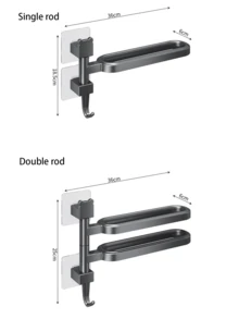 1pc No-Drill Rotating Multi-Bar Towel Rack, Bathroom Towel Holder, Bathroom Storage Rack, Bathroom Towel Rack - Multicolor - View 8