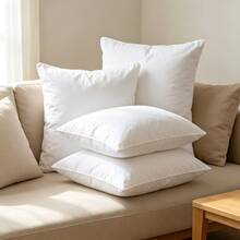 White Duck Goose Feather Down Square Pillow Insert 18x18 20x20 21x21 Inch Soft Fluffy Cotton Down-Proof Cover Cushion Core Stuffed Throw Pillow Inner For Sofa Bed Home Hotel Decor - White - View 3