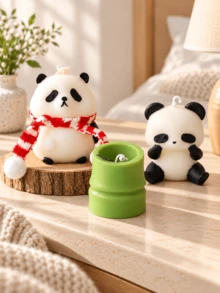 3/2pcs Set Cute Panda Shaped Aromatherapy Candles, Creative 3D Bamboo Shaped Craft Candles, Healing Cartoon Adorable Desktop Decor, Home Atmosphere Decoration, Birthday Holiday Gift, Ins Style Soft Decor Photo Prop, Niche Artistic Handmade Aromatherapy Candles - Decorative Candles - View 10