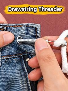 1pc Spring-Loaded Flexible Drawstring Replacement Tool | 2-In-1 Elastic Band Threader, Suitable For Pants, Sweatshirts And Skirts | Home Essential Kit, Includes Waistband Threader, No-Sewing DIY Assistant | Christmas Gift For Women (Steel Spring) - Multiple Styles and Colors - View 6