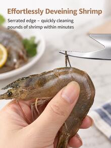 1/2pcs Stainless Steel Shrimp Peeling & Deveining Tool, Shrimp Peeling & Cleaning Utensil, Seafood Processing & Kitchen Use - Multicolor - View 5