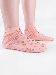 Pink Moisturizing Socks For Dry Cracked Feet, Reusable Foot Spa Covers, Softening Heel Repair Care Routine, Foot Mask Tools, Foot Care, Spa Socks, Golden Butterfly Pattern, Y2k - Golden Butterfly - View 4