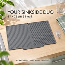 1 Set Small Silicone Draining Mat With Adhesive Hook, 37 X 26 Cm, Flexible Kitchen Countertop Draining Rack With Drainage Hole, Compact Kitchen Hanging Storage, Black Or Gray, 1 Mat + 1 Hook Set - Multicolor - View 4