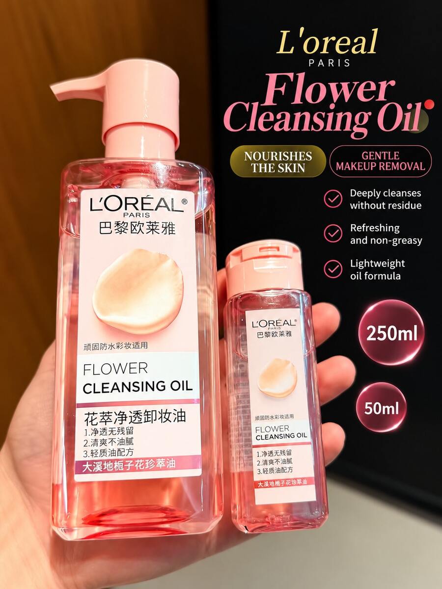 L'Oréal Paris Floral Extract Gentle Cleansing Oil 50ml/250ml, Multiple Sizes Available, Quickly Dissolves Makeup, Deep Cleanses Face, Eyes And Lips, Single Bottle And Multi-Bottle Sets, Suitable For Daily Skincare - Floral Cleansing Oil - View 1