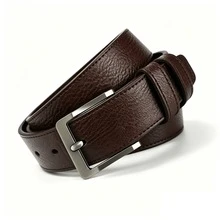 Men's Alloy Metal Buckle PU Leather Belt, Adjustable Length Pin Buckle Belt Strap, Versatile Waist Belt, Suitable For Business Commute, Dress Pants, Jeans And Daily Wear - Brown - View 1
