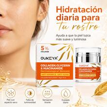 OUKEYA Crema Facial Antiedad con Colágeno, Niacinamida, Glicerina y Ácido Hialurónico, Hidratante y Reafirmante para Todo Tipo de Piel, Uso Diario Día y Noche, 50 g - Crema facial de colágeno 50 g - Ver 3