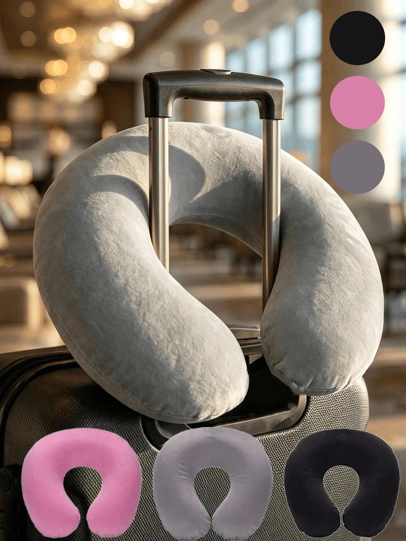 Portable U-Shaped Inflatable Neck Pillow, Comfortable & Soft, Essential Summer Travel Accessory For Airplane, Car, Home Office, Study, And Outdoor Camping