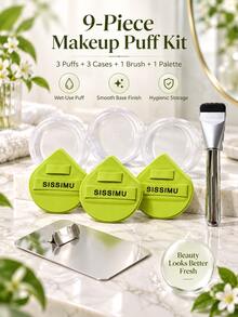 Water-Activated Makeup Sponge, Teardrop-Shaped Foundation Puff, Wet-Use Face Makeup Applicator, Finger-Hold Handle Puff, Soft Reusable Makeup Sponge, Suitable For Liquid Foundation Application, Flawless Makeup Tool - Multicolor - View 3
