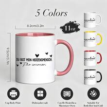 Sweet German Phrase Coffee Cup, Romantic Slogan With Hearts Printed Mug, Birthday Present For Boyfriend Girlfriend Spouse - Multicolor - View 10