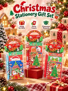 3pcs Christmas Stationery Gift Set: Notebook, Pencils, And Cute Christmas Sticky Notes-Christmas-Themed Study Set, Perfect Holiday Gift - Multiple Styles - View 2