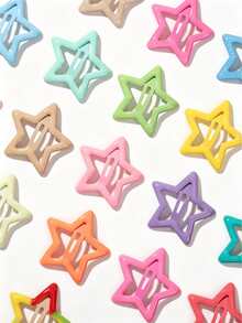4/11pcs Random Mixed Color Star Hair Clips, Perfect For Fine Hair, Thick Hair - Fashionable Cool Decorative Set, Suitable For Carnival Party Decoration, Non-Slip Snap Small Star Colorful Hair Clips - Mixed color - View 5