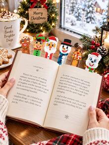 24pcs Christmas Bookmark Set, Cute Santa Claus Snowman Reindeer Gingerbread Man Bookmark Gift Set, Holiday Reading Accessories, Suitable For Book Lovers Christmas Stocking Stuffer - Christmas - View 2