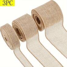 Wired Burlap Ribbon Roll (Christmas/Rustic Style) | 1/2/3 Inches X 4 Yards, Linen-Texture Fabric; Ideal For Arts & Crafts, DIY Projects, Event Decor, And Making Bows Or Wreaths - View 9