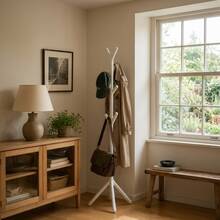 Free-Standing Coat Rack, Metal Clothes Rack, 3 Tiers - White - View 4