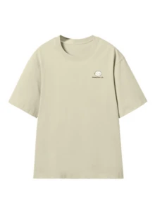 CAMEL CROWN Summer Unisex Short Sleeve T-Shirt, 100% Cotton Loose Breathable Outdoor Tee - Khaki Gray - View 3