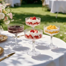 12/8/1pc Unbreakable Party Stemware, Transparent Ribbed Drink Cups, Champagne Glasses, Whiskey Acrylic Crystal Beverage Cups, Suitable For Home, Wedding Scenes, With Textured Design, Pool, Beach And Various Large Party Use (12pcs Set, Party Supplies) - View 1