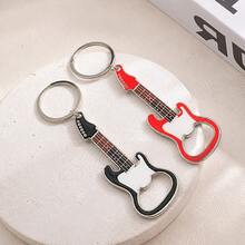 1Pc /3Pcs Guitar‑Shaped Bottle Opener Keychain, Alloy Bag Charm Key Ring For Backpack Purse Car Key, Halloween Christmas Holiday Gift - Multicolor - View 1