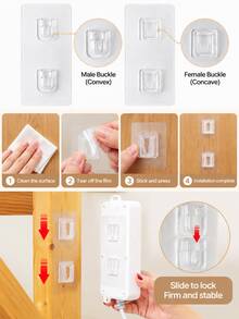 Kitchen Towel Hook No Drilling Transparent Self-Adhesive Hook, Strong Adhesion Wall Mount Towel Rack, Dishcloth Storage Hook, Kitchen Sink Wall Waterproof Adhesive Hook, Home Use Nail-Free Fixed Hook - White - View 6