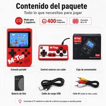 Retro 400-In-1 Portable Video Game Console With 2-Player Controller, 4-Color Mini Pocket Console With AV Connection To TV, Rechargeable Lithium Battery And USB Cable, Classic Entertainment Toy For Kids And Adults - Red - View 6