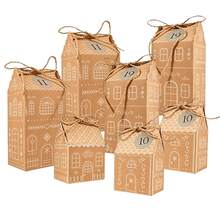 24/1pc Mixed Christmas Gift Boxes, Advent Calendar Gingerbread House Paper Boxes, Christmas New Year Party Gift Packaging Bags Supplies - A - View 5