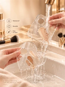 1pc Transparent Makeup Mixing Palette, Minimalist Clear Acrylic Cosmetic Mixing Tray, Reusable Foundation Palette, Suitable For Foundation, Concealer, Cream, Salon, Home Use, Makeup Artists, Beginners, Students, Beauty Tools - Multicolor - View 3