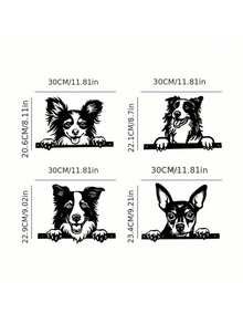 1pc Metal Dog Silhouette Fence Peeker Outdoor Wall Decor - Garden Fence Metal Decoration - A - View 2