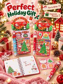 3pcs Christmas Stationery Gift Set: Notebook, Pencils, And Cute Christmas Sticky Notes-Christmas-Themed Study Set, Perfect Holiday Gift - Multiple Styles - View 3