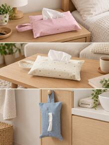 1 buah Tas Penyimpanan Kotak Tisu Gantung, Tas Tisu Kain Lembut dengan Pegangan Cincin, Penutup Tisu Wajah yang Dapat Diganti dengan Motif Bintang, Cocok untuk Kamar Tidur, Kamar Mandi, Mobil, Asrama, dan Kantor - MultiWarna - View 7