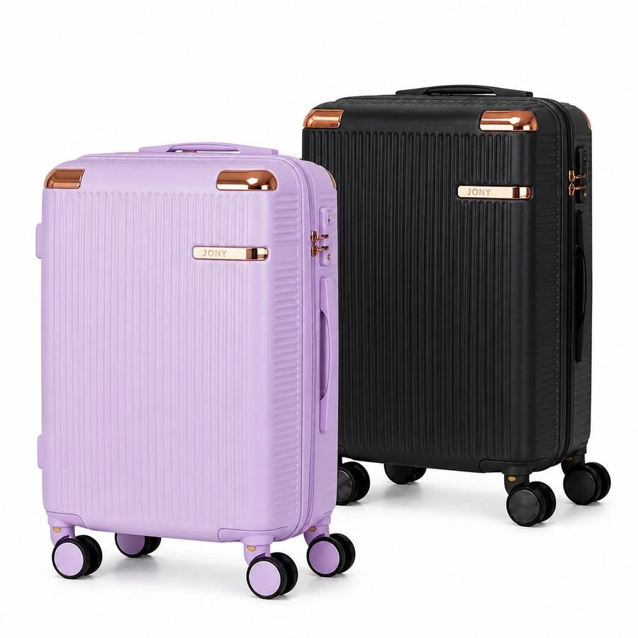 Maleta multifuncional de 20 pulgadas, juego de 2 unidades, con gran capacidad y rotación de 360 grados, ideal para vacaciones familiares y viajes alrededor de la ciudad (azul morado, negro)