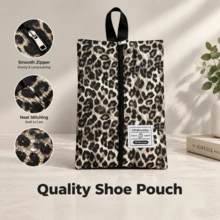 Leopard Print Shoe Bag, 5 Colors Available, Portable Travel Shoe Storage Bag, Waterproof Zipper Shoe Organizer, Suitable For Travel, Home Closet Storage - Multicolor - View 4