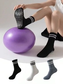 3/5雙中筒瑜珈襪 室內舞蹈 瑜珈 皮拉提斯 健身運動 蹦床跑步襪 - 彩色 - 查看 7