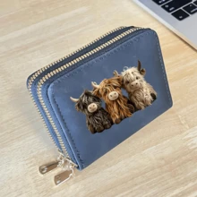 Highland Cow Print Card Holder Lightweight Fashionable Wallet Suitable For Daily Use For Women Double Zipper Mini Wallet Purse Wallet Card Wallet - Multicolor - View 12
