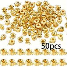20/50pcs Copper Crimp Beads Spacer Beads End Caps/Bead Caps Terminal Accessories, Suitable For Handmade Bracelets, Necklaces, Earrings, Keychains, Anklets And Other Jewelry Making, Can Be Used As Decorative Crimping Beads In Jewelry Crafting - Cylindrical - View 13
