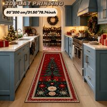 1pc Christmas Beautiful Pathway Cute Christmas Gingerbread House Decorative Rug, Red Cute Floor Mat, Decorative Rug, Bedroom Decor, Small Rug, Rug, Home Decor, Living Room Rug, Living Room Small Rug, Bedroom Rug, Living Room Home Decor, Outdoor Rug, Washable Rug - Multicolor - View 3