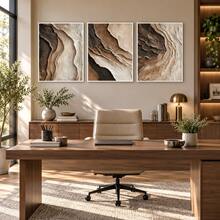 3 buah Poster Seni Dinding Modern Abstrak Garis Geometris Cokelat Tua, Lukisan Kanvas, Hadiah Ideal untuk Dekorasi Ruangan, Dekorasi Rumah Ruang Tamu, Dekorasi Kamar Mandi, Tanpa Bingkai - Beraneka warna - View 3