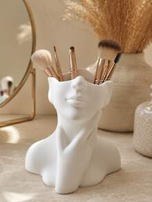 Ceramic-Texture Makeup Brush Holder Luxury Facial Sculpture Organizer Box Fashion Vanity Makeup Brush Rack For Makeup Tool Storage - Multicolor - View 9