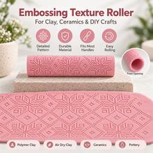 Star Of Bethlehem Embossed Clay Roller, 3D Printed PLA Pottery Texture Roller, Suitable For Polymer Clay, Soft Clay, Air Dry Clay, Ceramic Embossing Tool, DIY Crafts, Sculpture, Hand-Molding, Floral Pattern Printing Roller, Studio Ceramic Making Supplies - Star Of Bethlehem Pink - View 4
