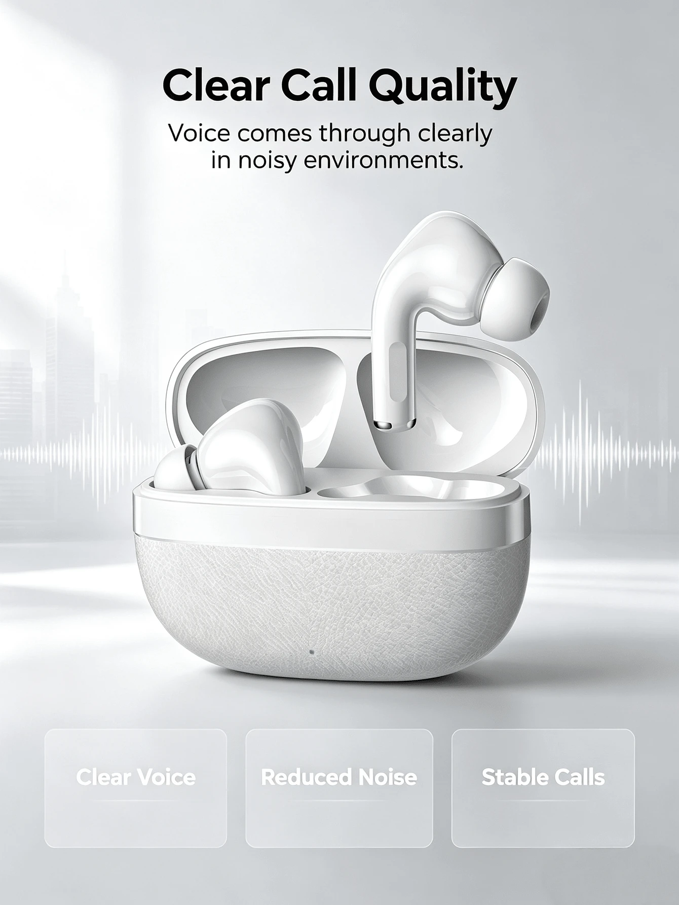 Tai nghe Bluetooth TWS nhẹ, thiết kế đeo trong tai công thái học, tích hợp micro, thời gian phát nhạc pin dài, hộp sạc di động, tương thích với điện thoại Android và iOS - Xem 1