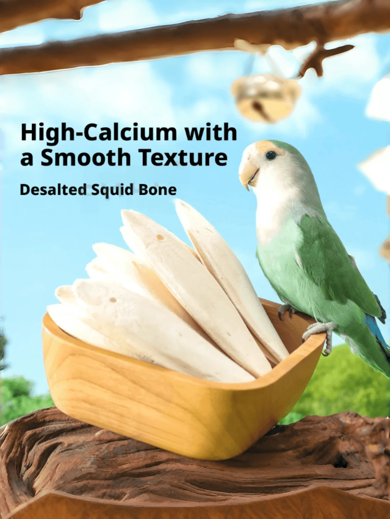 1pc Desalinated Cuttlebone Chew Toy And Beak Grinding Snack, Natural Calcium Supplement For Birds, Parrots, Reptiles And Turtles, Durable Hanging Cage Accessory, Daily Treat For Small Pets - 8-10 - View 1