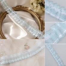 2yard Chiffon Pleated Ruffle Trim, 1 Yard DIY Skirt Hem Decorative Sewing Lace For Clothing Crafts - B - View 2
